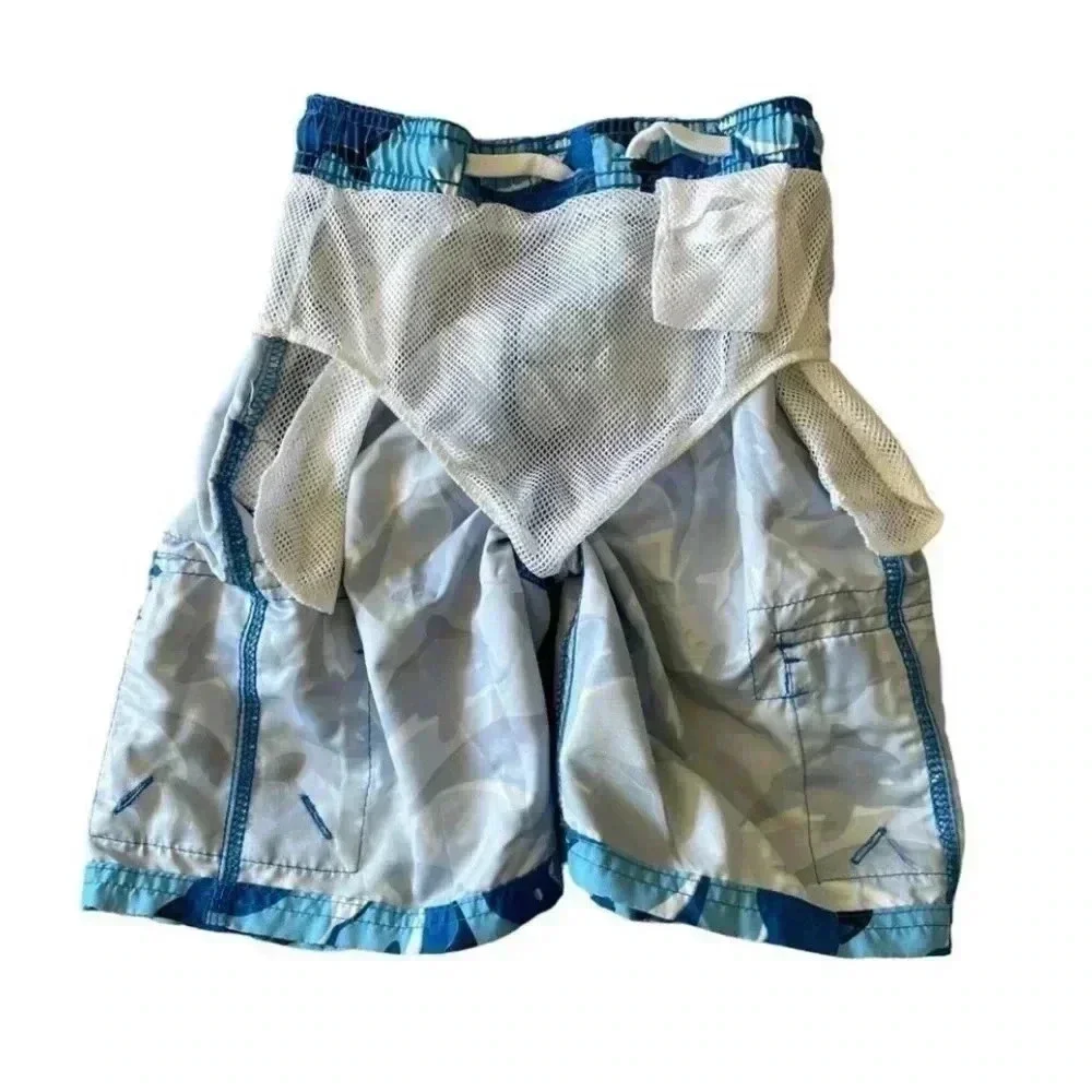 Okanu Surf Dolphine Blue White Boys Swimming Board Short Pants SZ L (7)